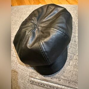 Black faux leather Cap